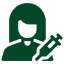 Medical professional holding syringe symbol