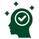 Head silhouette with check mark
