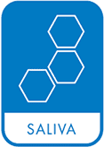 Saliva graphic with three hexagons
